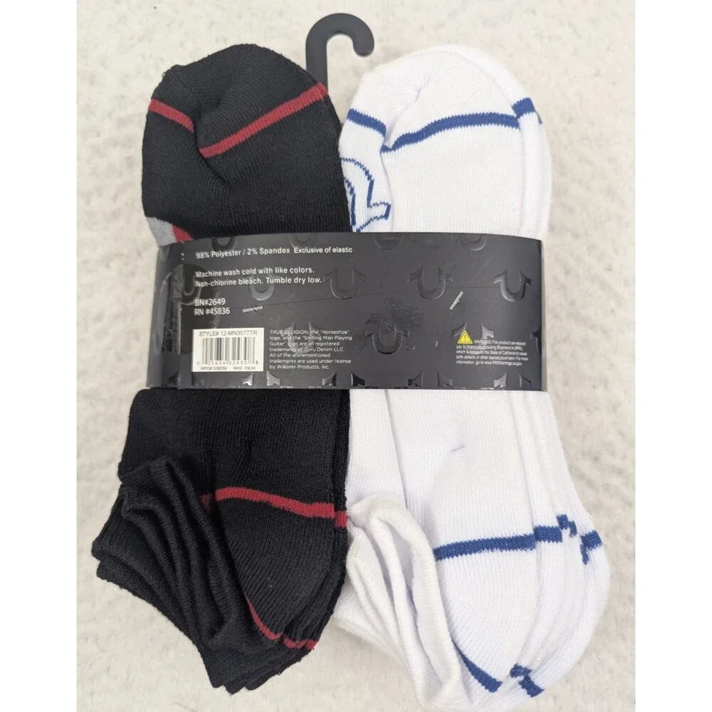 True Religion Brand Jeans 12 Pack Mens Socks Half Cushion Low Cuts Sz 10-13